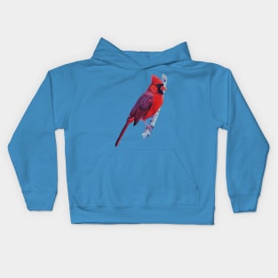 Northern Cardinal in Spring painting (no background) Kids Hoodie